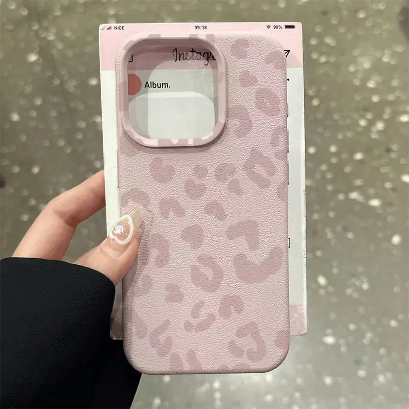 Xiaomi Redmi Note 13 - Rosa leopardo impressão lichee padrão silicone