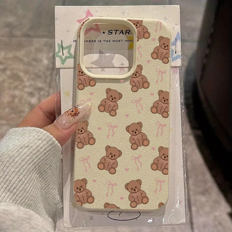 Samsung Galaxy S24 - Bonito laço urso lichee padrão caso